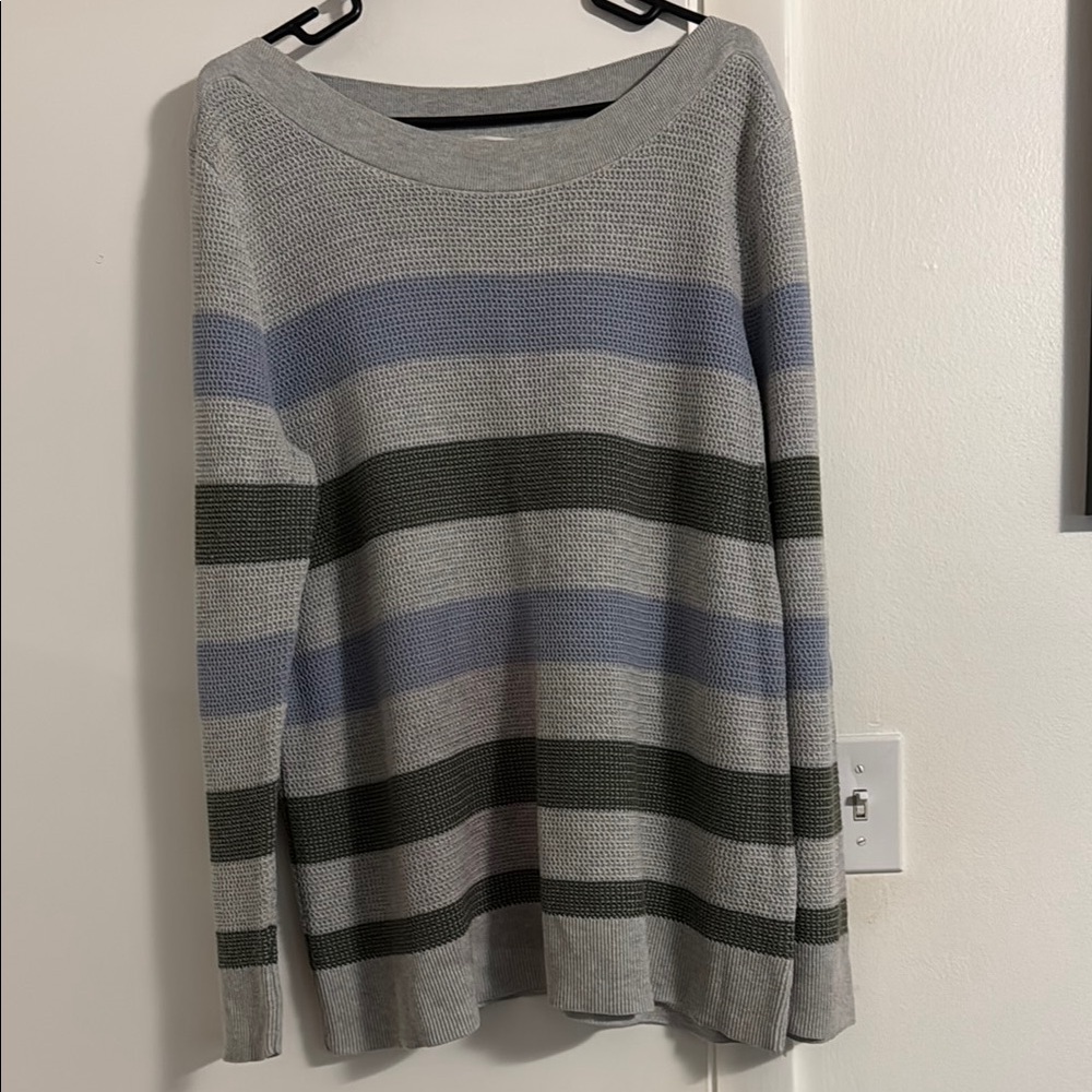 Striped Gray and Blue Sweater